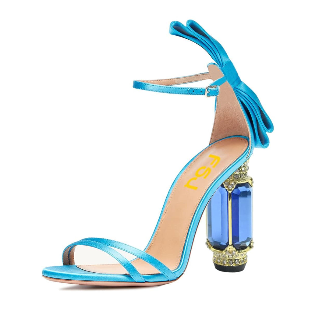 FSJ Women Open Toe Stylish Sandals Ankle Strap Chunky Block High Thick Heels Wedding Party Ballroom Shoes Size 4-15 US