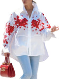 UOOZEE Women's Collar Long Sleeve Boyfriend Shirt Loose Oversized Business Casual High Low Tops Blouse