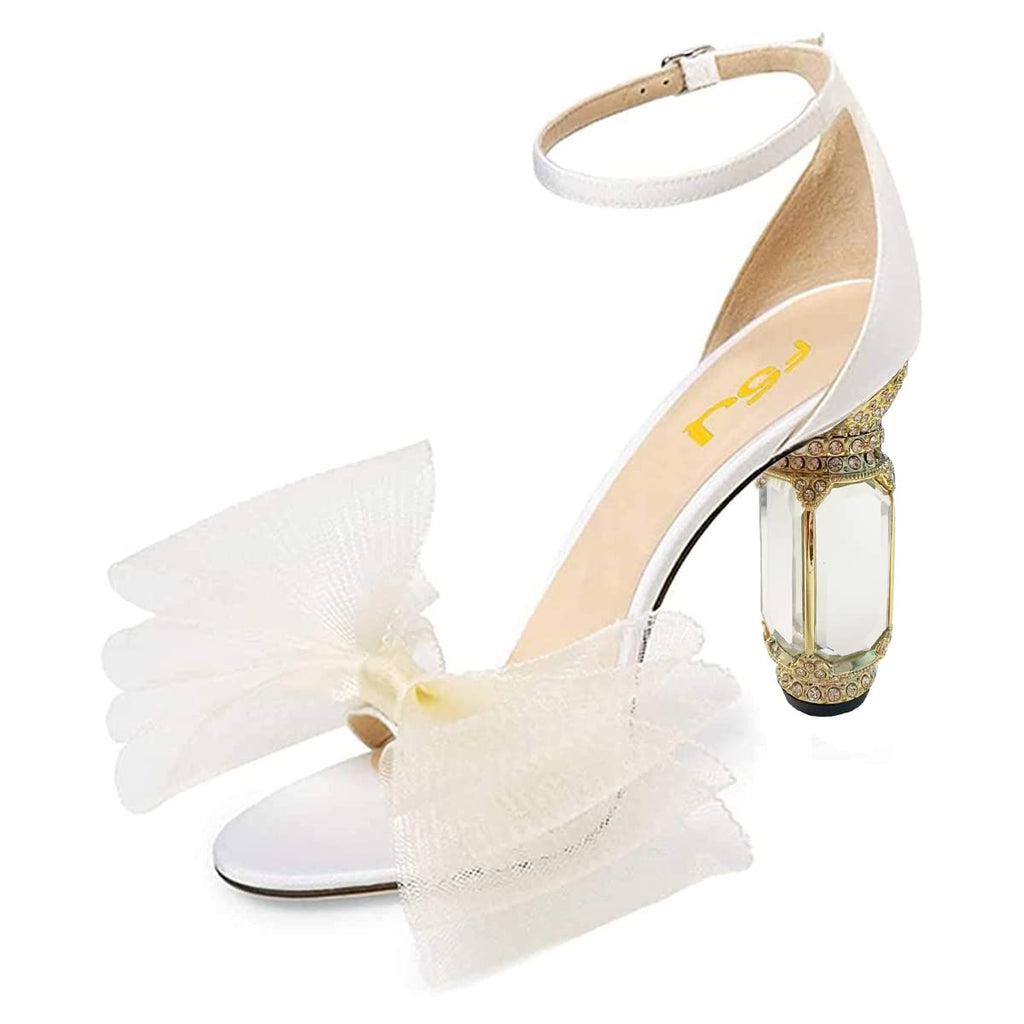 FSJ Women Open Toe Stylish Sandals Ankle Strap Chunky Block High Thick Heels Wedding Party Ballroom Shoes Size 4-15 US