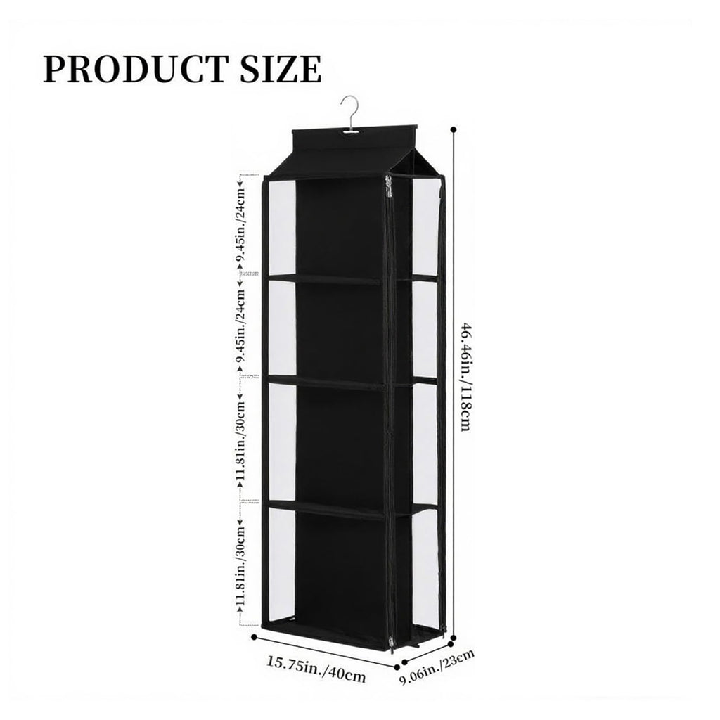 8 Grids in 1 Rotatable Hanging Purse Handbag Organizer with Double Zippers, Visible Purse Organizer for Closet, Fully Enclosed Handbag Storage Holder
