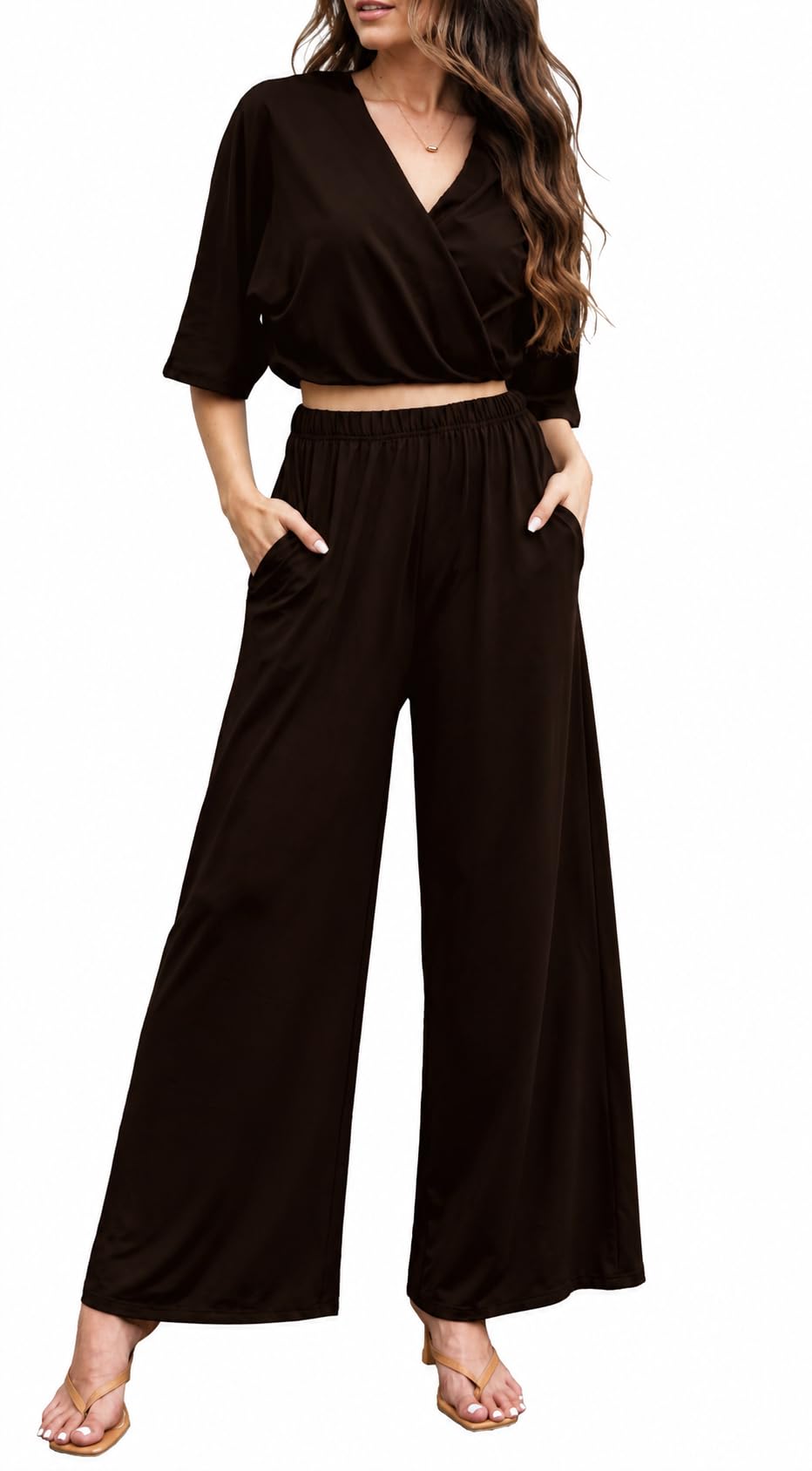 Womens Summer Two Piece Shorts Outfit Sexy Crop Top Butterfly Sleeve 2 pc Short Set Vacation Brunch Matching Set