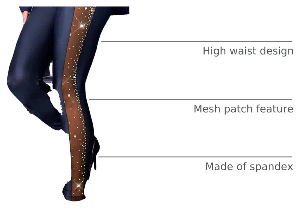 Women's Sexy See Through Sheer Mesh Pants Leggings High Waist Casual Sweatpants Tights