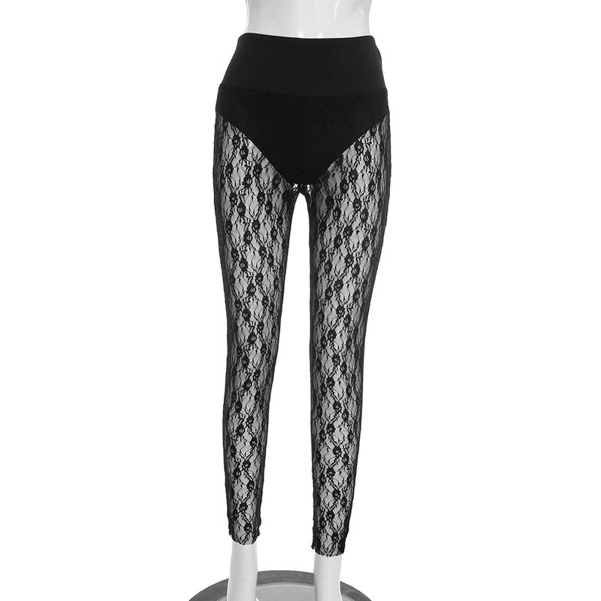 Women's Sexy See Through Sheer Mesh Pants Leggings High Waist Casual Sweatpants Tights