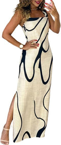 CHICME Maxi Dresses for Women Strap Square Boho Dress | Thick Strap Sundresses for Women, Split Summer Dress with Pockets, Travel, Vacation, Beach Dress Cruise 2026