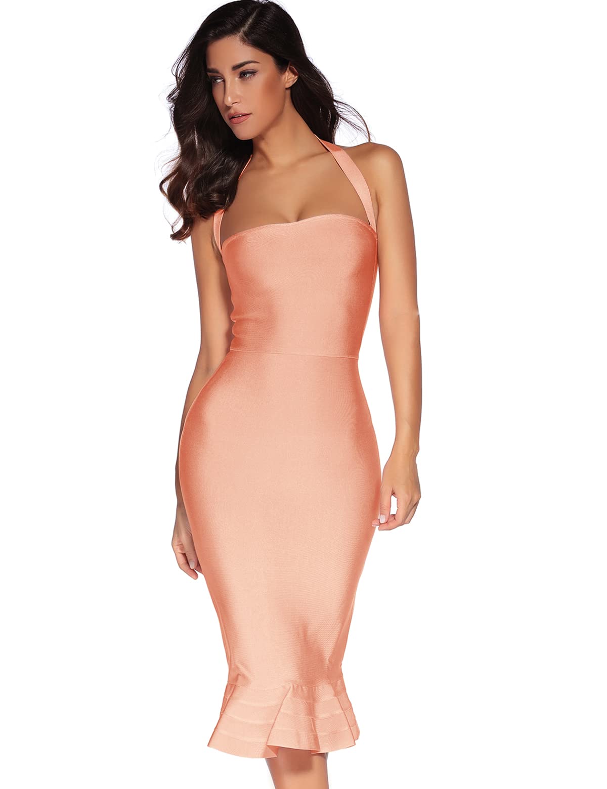 meilun Womens Halter Fishtail Bandage Party Dress Elegant Wedding Guest Dress