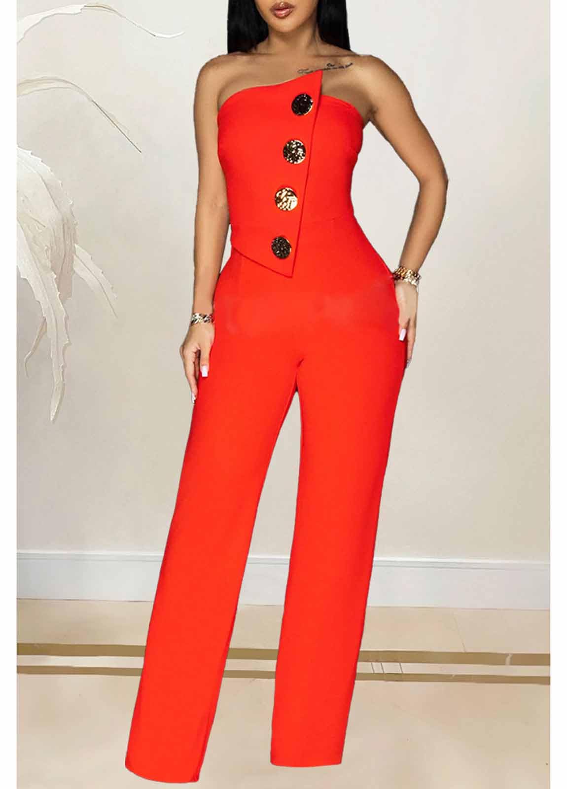 Yuopeid Women's Sexy Strapless Off Shoulder Bodycon Tube Top Overalls Jumpsuit Wide Leg Pants Formal Party Rompers