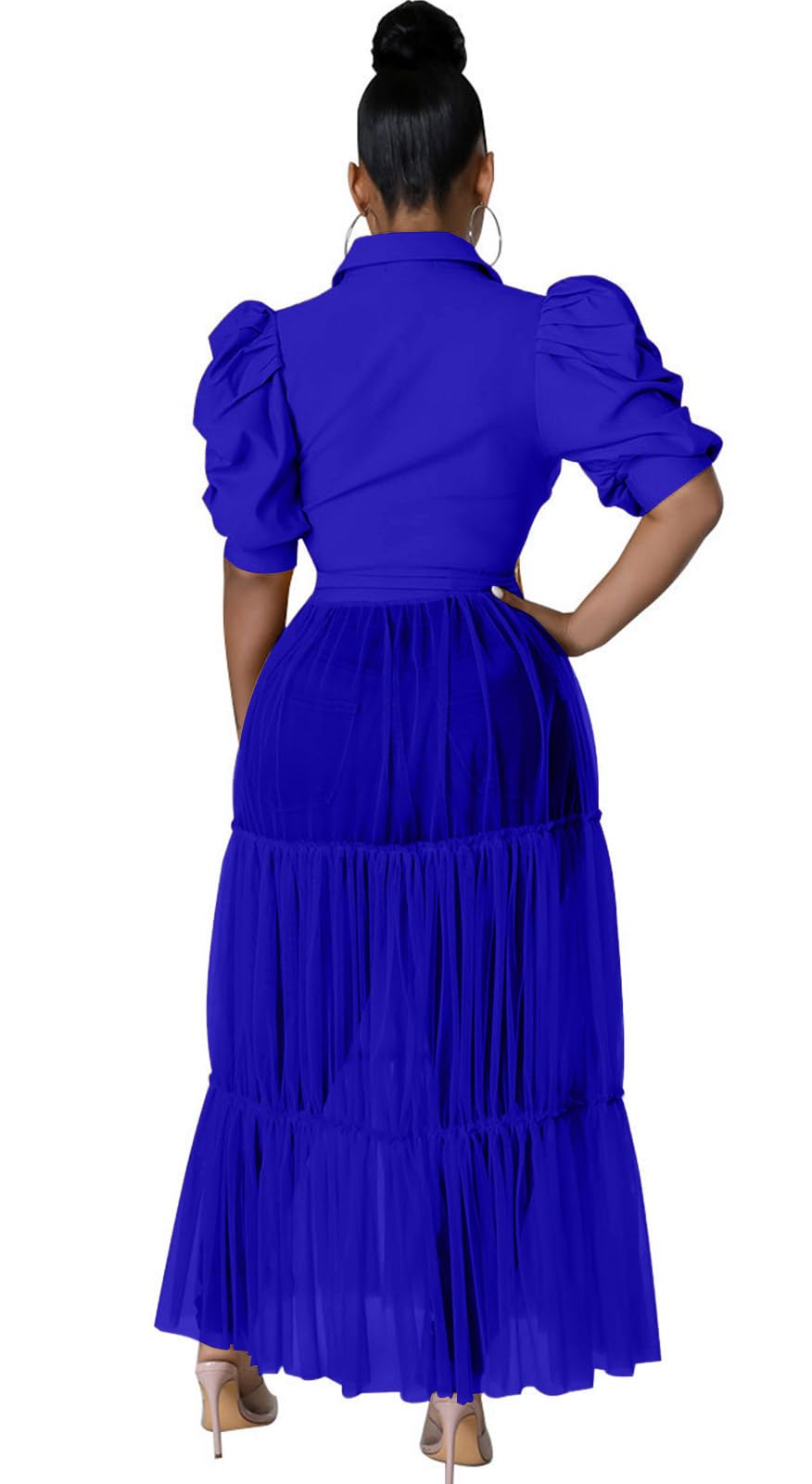 Ekaliy Women's Ruffle Blouse Shirt Asymmetrical Tunic Dress with Belt | Short sleeve,Bodycon,Ruffle,Club ,Party outfits,Asymmetrical Irregular Hem,Tops Blouse Shirt Dress