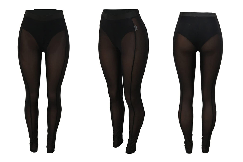 Women's Sexy See Through Sheer Mesh Pants Leggings High Waist Casual Sweatpants Tights