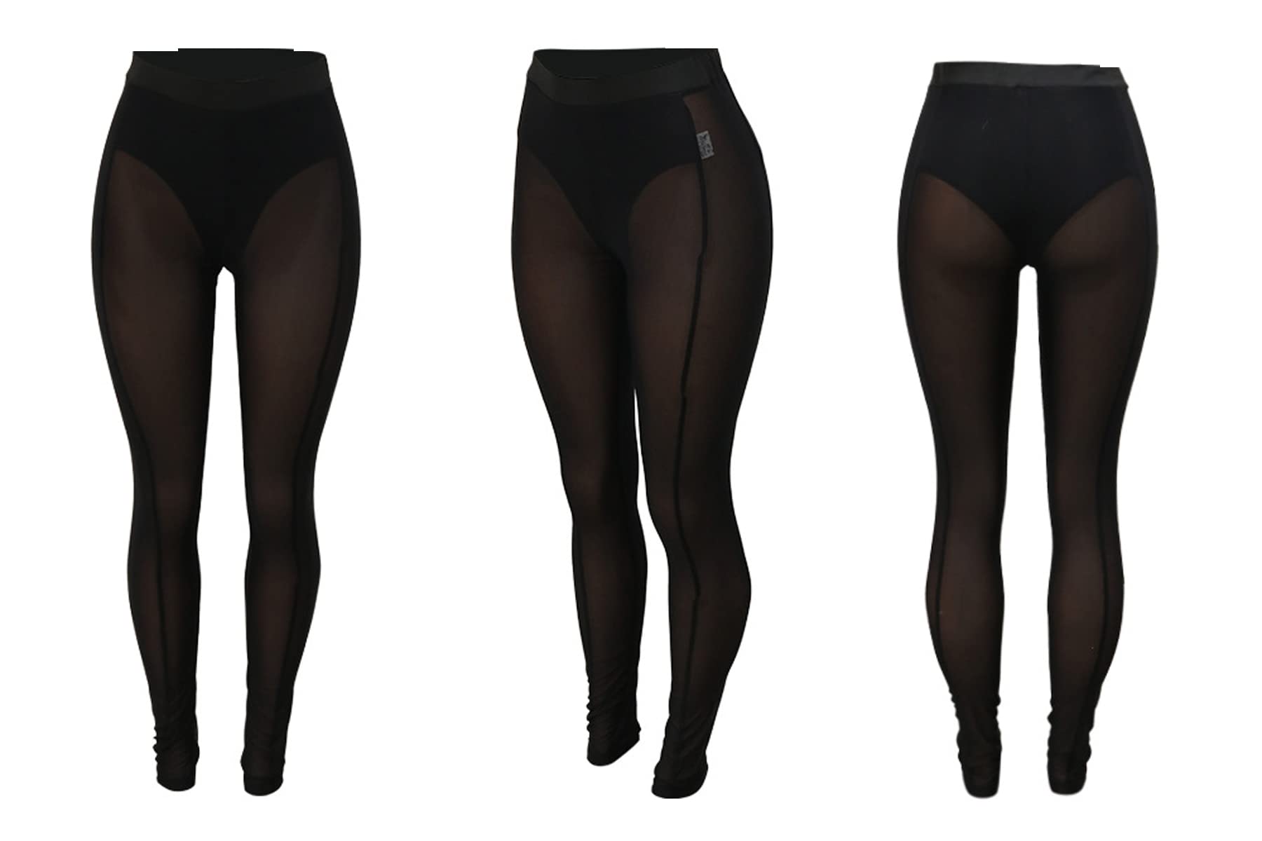 Women's Sexy See Through Sheer Mesh Pants Leggings High Waist Casual Sweatpants Tights