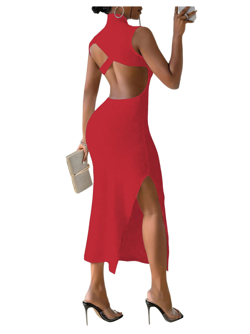 GORGLITTER Women's Sexy Backless Cocktail Club Night Going Out Maxi Dresses | Birthday Tea Party Outfits, Bodycon Dress for Women, Date Night, Dinner Clubbing Dresses