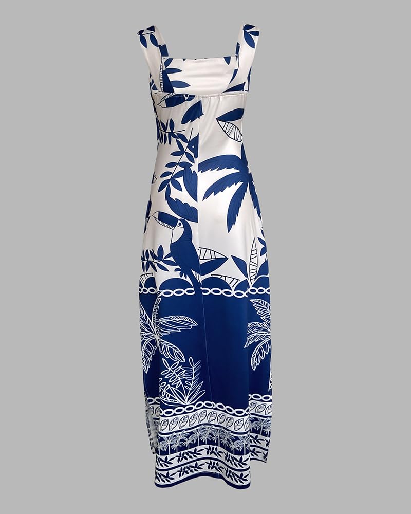 CHICME Maxi Dresses for Women Strap Square Boho Dress | Thick Strap Sundresses for Women, Split Summer Dress with Pockets, Travel, Vacation, Beach Dress Cruise 2026