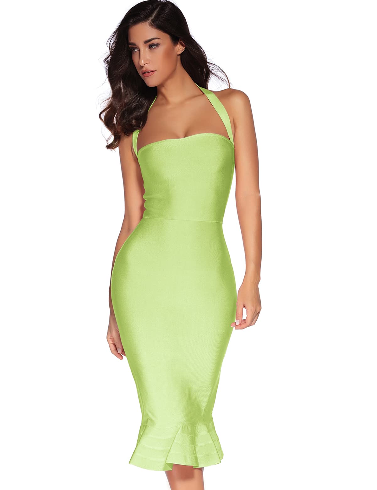 meilun Womens Halter Fishtail Bandage Party Dress Elegant Wedding Guest Dress