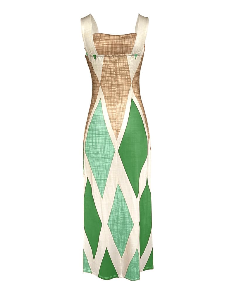 CHICME Maxi Dresses for Women Strap Square Boho Dress | Thick Strap Sundresses for Women, Split Summer Dress with Pockets, Travel, Vacation, Beach Dress Cruise 2026
