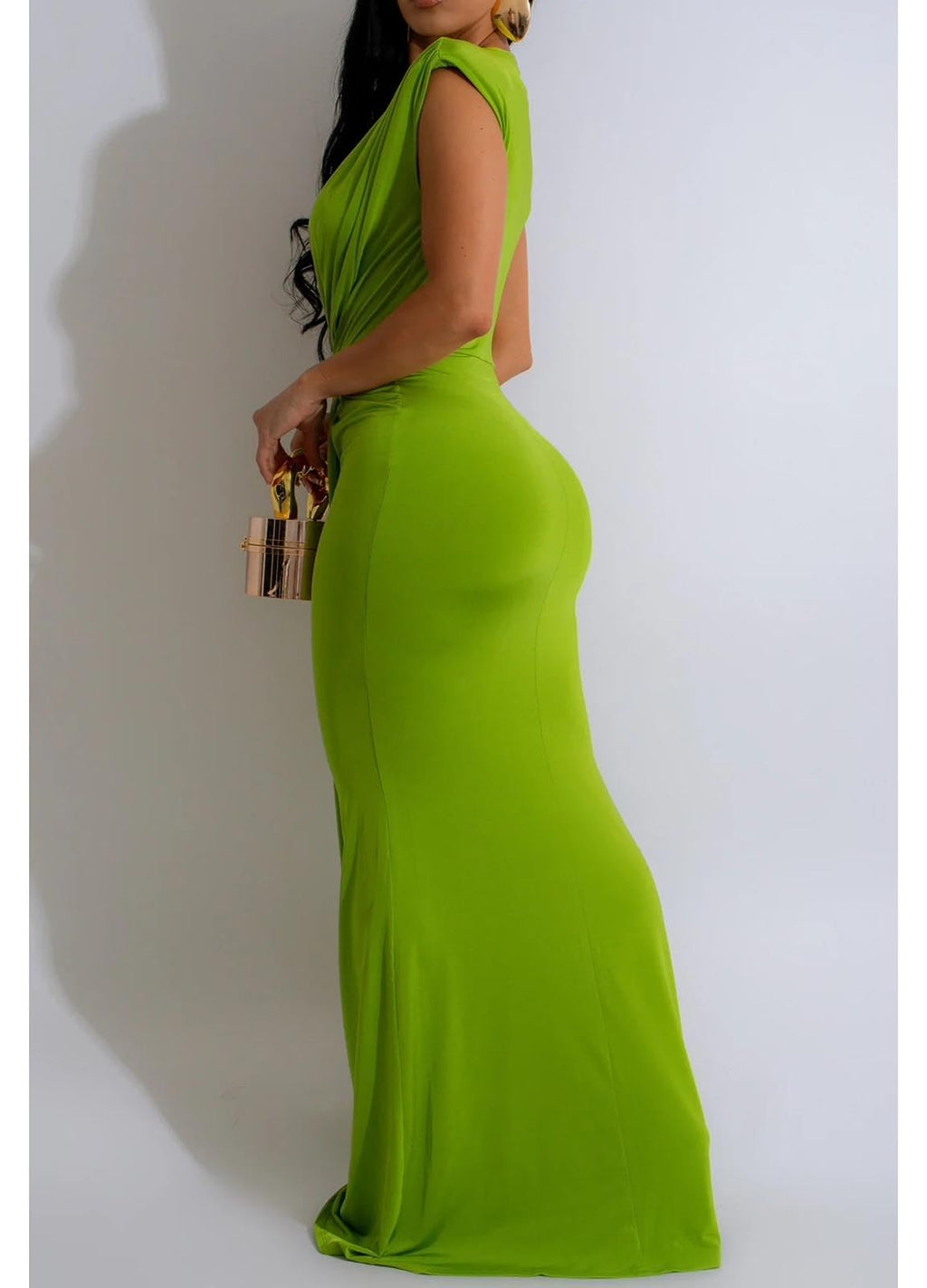 Yuopeid Women's Sexy Sleeveless Deep V Neck Fashion Ruched Bodycon Floor Length Formal Evening Party Maxi Long Dress