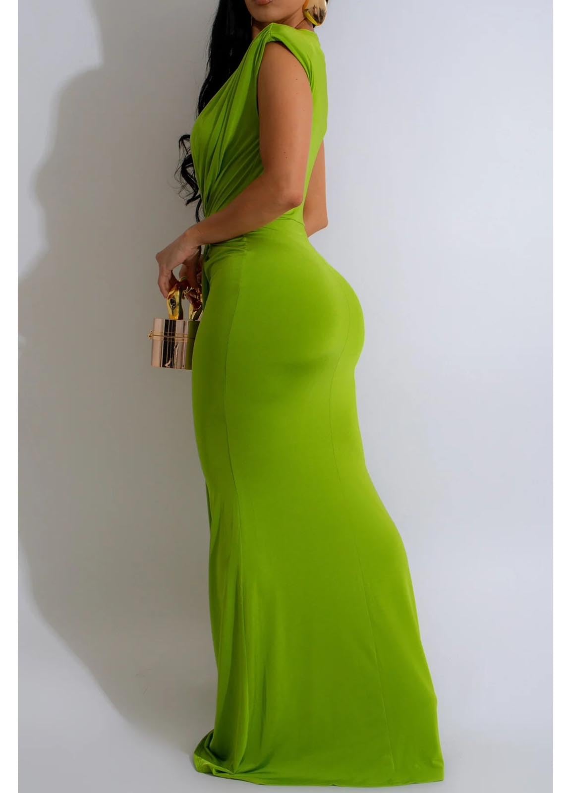 Yuopeid Women's Sexy Sleeveless Deep V Neck Fashion Ruched Bodycon Floor Length Formal Evening Party Maxi Long Dress