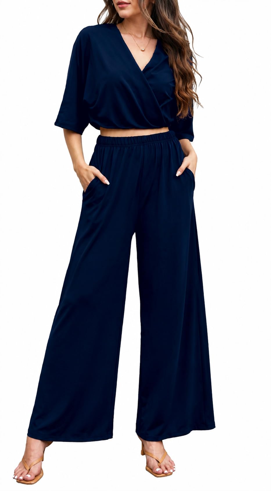 Womens Summer Two Piece Shorts Outfit Sexy Crop Top Butterfly Sleeve 2 pc Short Set Vacation Brunch Matching Set