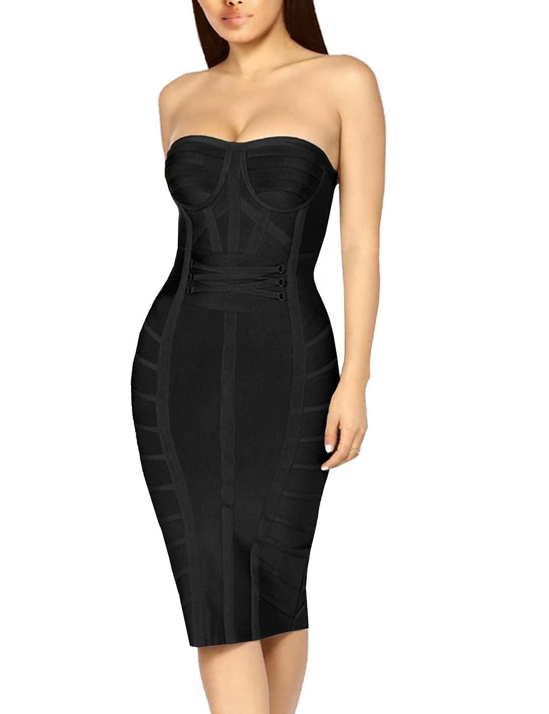 Hybrid & Company Women's Elegant Bandage Dress | Stretch fabric, flattering bodycon fit, elegant silhouette, suitable for cocktail parties, events, and special occasions