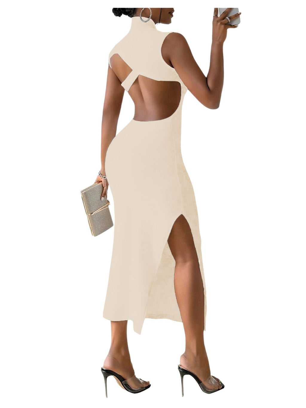 GORGLITTER Women's Sexy Backless Cocktail Club Night Going Out Maxi Dresses | Birthday Tea Party Outfits, Bodycon Dress for Women, Date Night, Dinner Clubbing Dresses