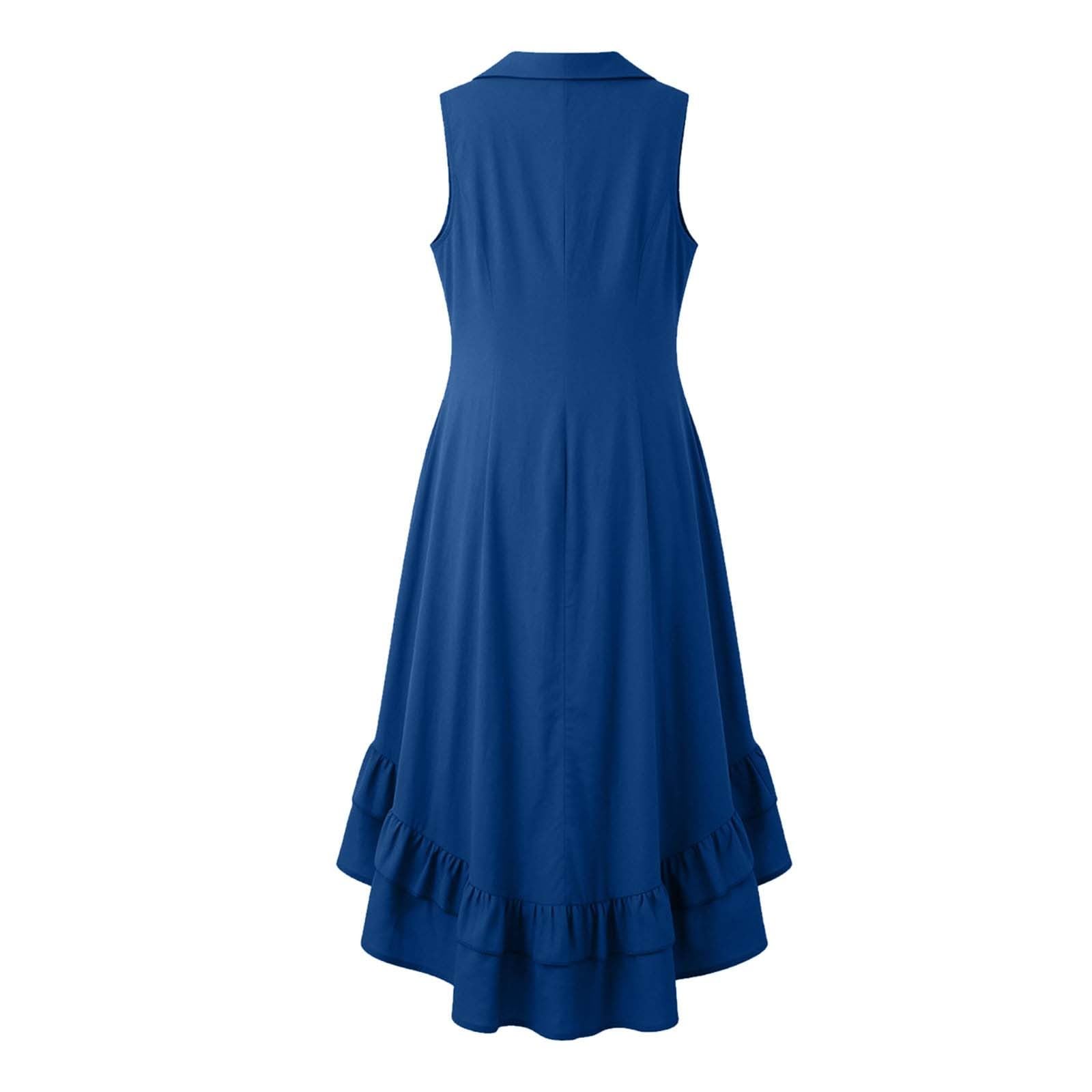 YMADREIG Boho Dresses for Women 2026 Cotton Linen Western Maxi Dress Summer Sleeveless High Low Ruffle Hem Dress with Pocket