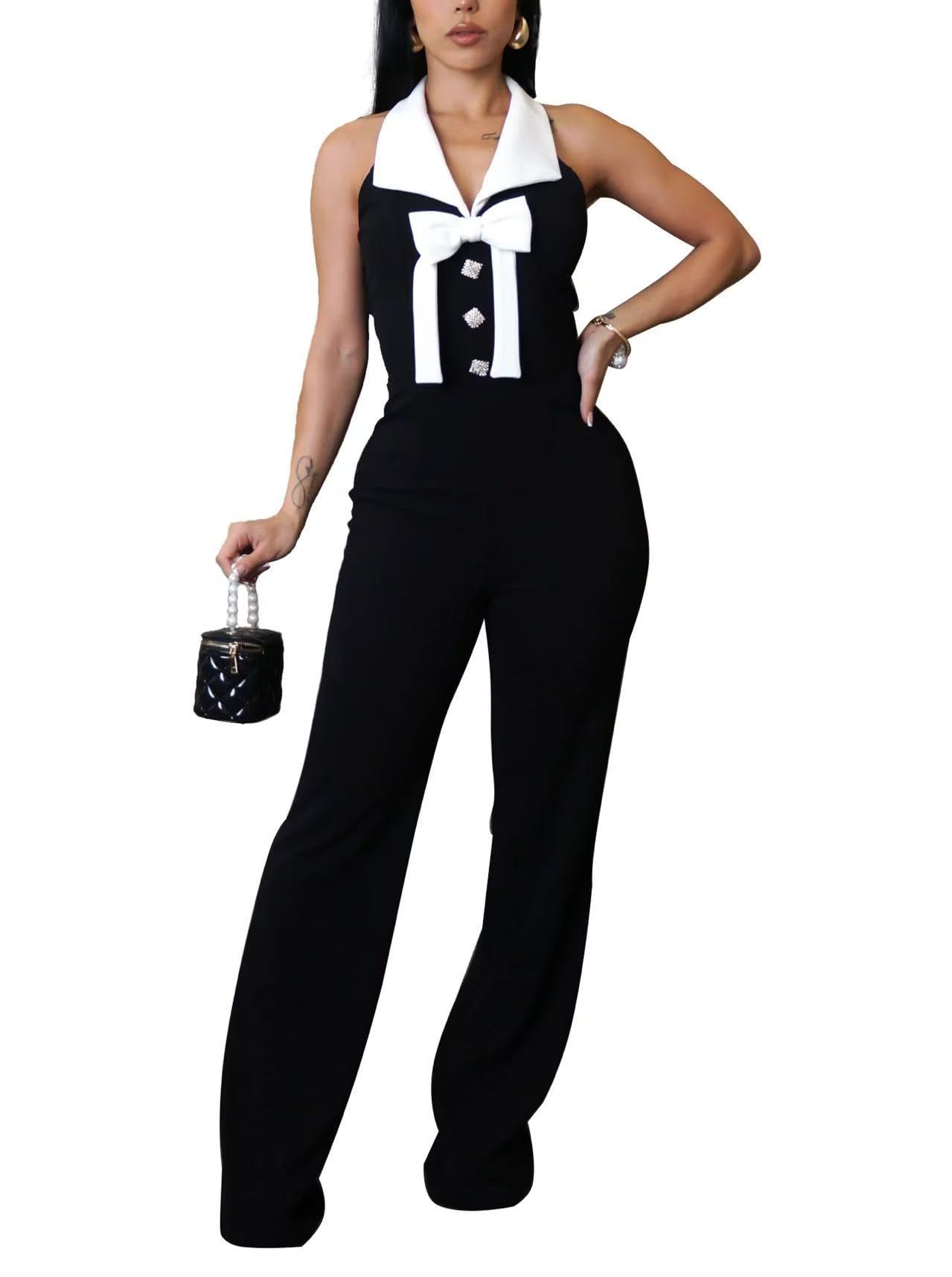 Elegant Jumpsuit for Women Dressy Sexy Plus Size Wide Leg Pant Suit One Piece Party Outfits