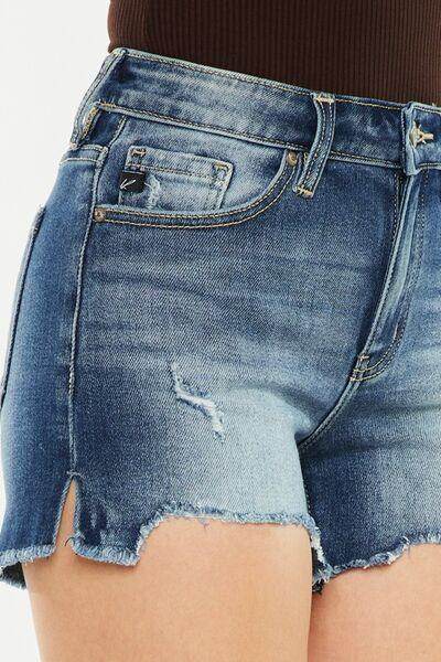 Kancan High Waist Raw Hem Denim Shorts for Summer Style
