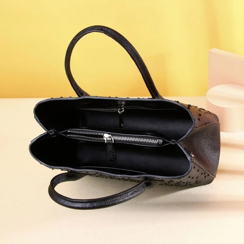 Exotic Ostrich Skin Pattern Lady Black Purse Authentic Ostrich Leather Printed Women's Shoulder Bag Female White Handbag | Women Shoulder Bag