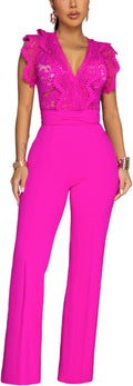 Women's fashionablesexyeleganthigh waistedwide leg pantsclub business party button jumpsuit