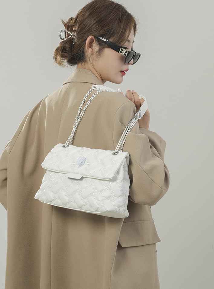 Women's Elegant Quilted Design Cute Shoulder Bag, Fashionable Shoulder Crossbody Chain Women's Bag for Women & Girls