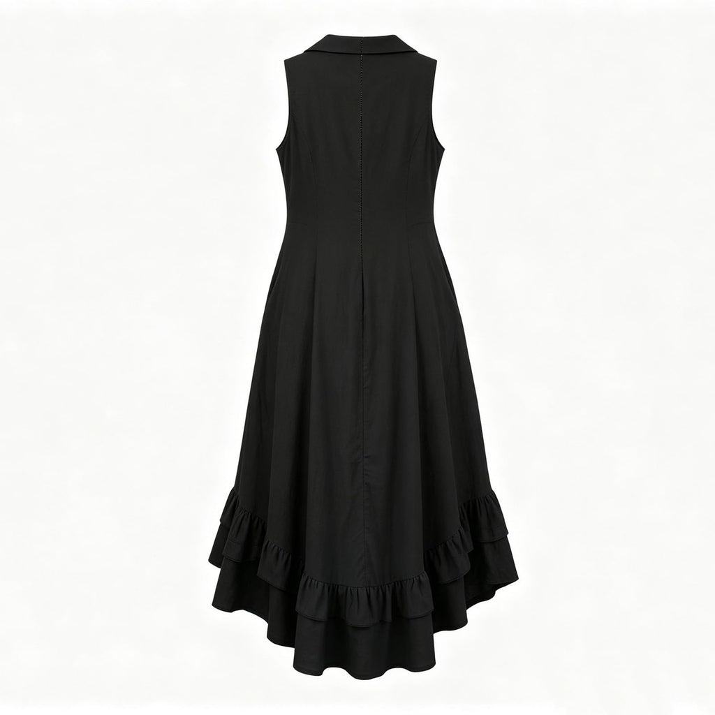 YMADREIG Boho Dresses for Women 2026 Cotton Linen Western Maxi Dress Summer Sleeveless High Low Ruffle Hem Dress with Pocket