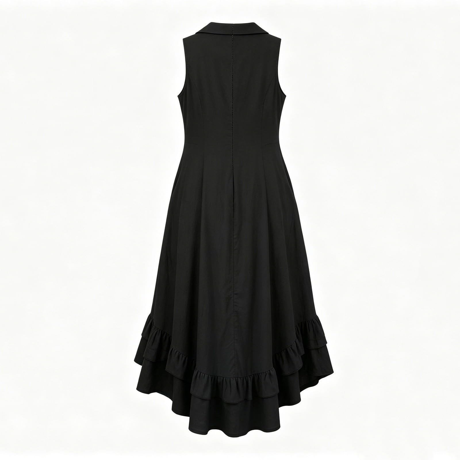 YMADREIG Boho Dresses for Women 2026 Cotton Linen Western Maxi Dress Summer Sleeveless High Low Ruffle Hem Dress with Pocket