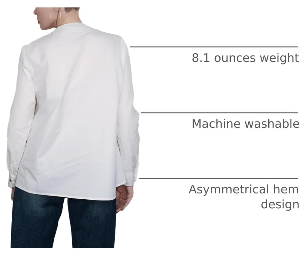 Buttoned Asymmetric Split-Front Blouses Long Sleeves Simple Denim Blue Shirts Tops