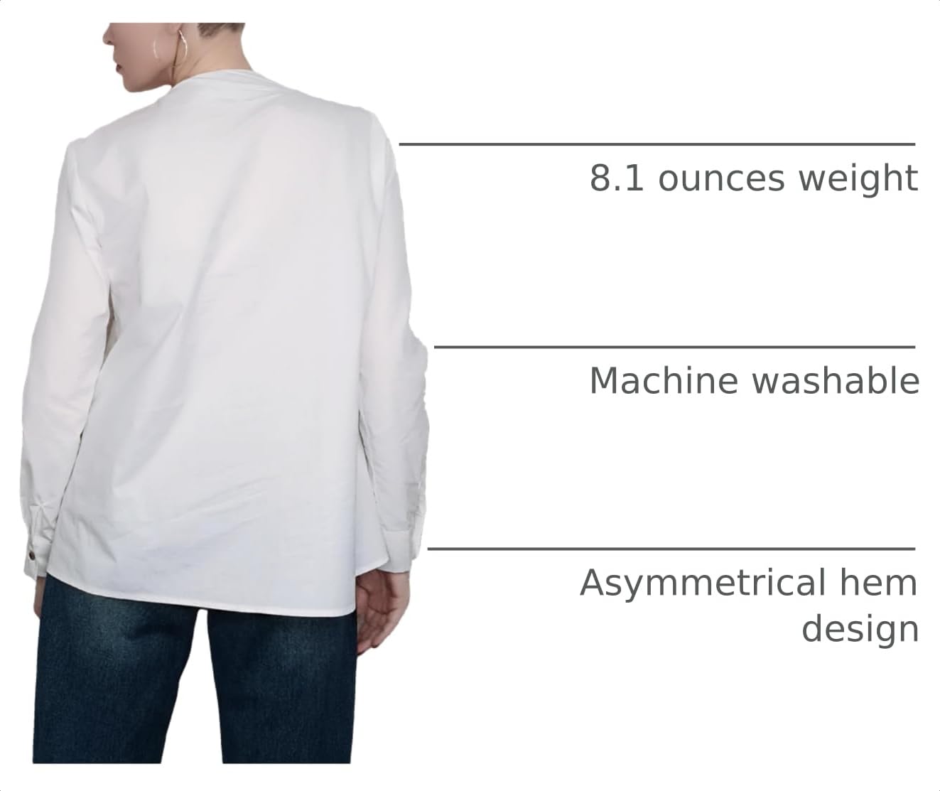 Buttoned Asymmetric Split-Front Blouses Long Sleeves Simple Denim Blue Shirts Tops