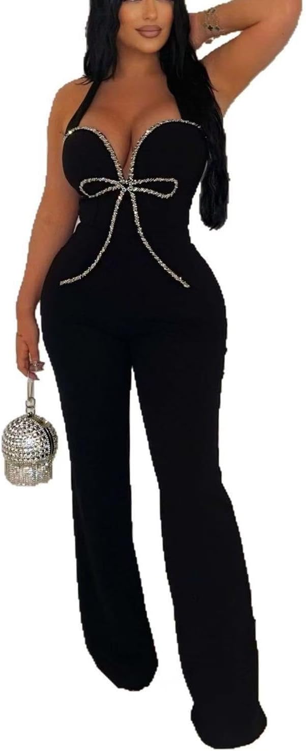 Elegant Jumpsuit for Women Dressy Sexy Plus Size Wide Leg Pant Suit One Piece Party Outfits