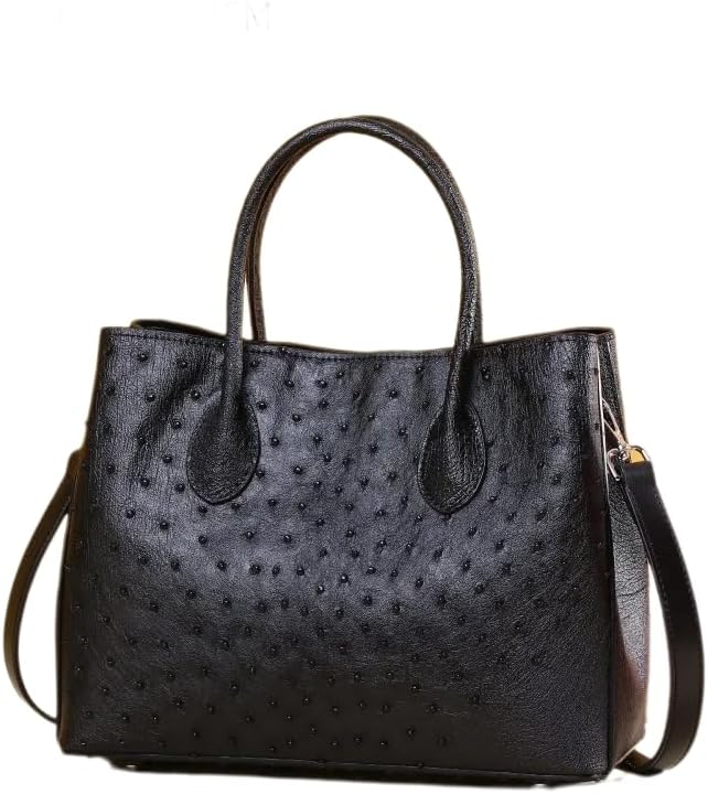 Exotic Ostrich Skin Pattern Lady Black Purse Authentic Ostrich Leather Printed Women's Shoulder Bag Female White Handbag | Women Shoulder Bag