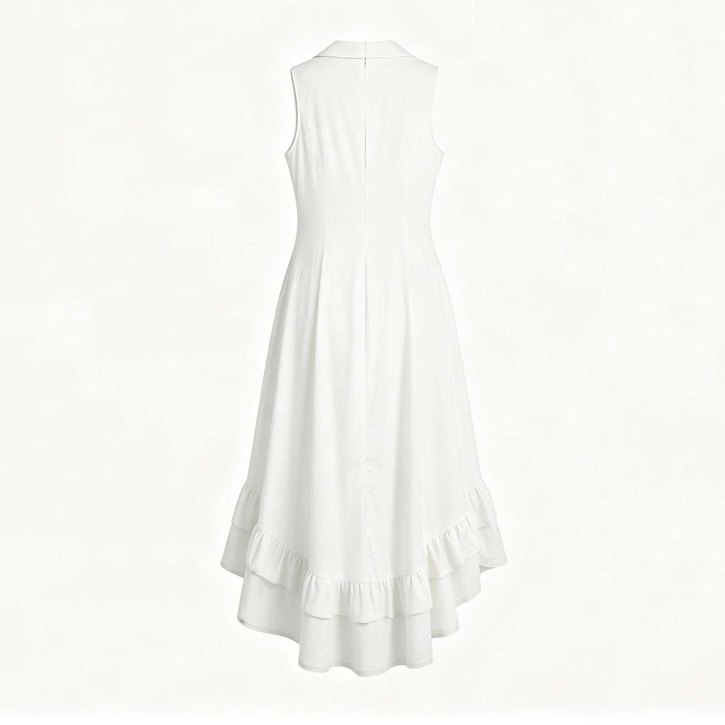 YMADREIG Boho Dresses for Women 2026 Cotton Linen Western Maxi Dress Summer Sleeveless High Low Ruffle Hem Dress with Pocket