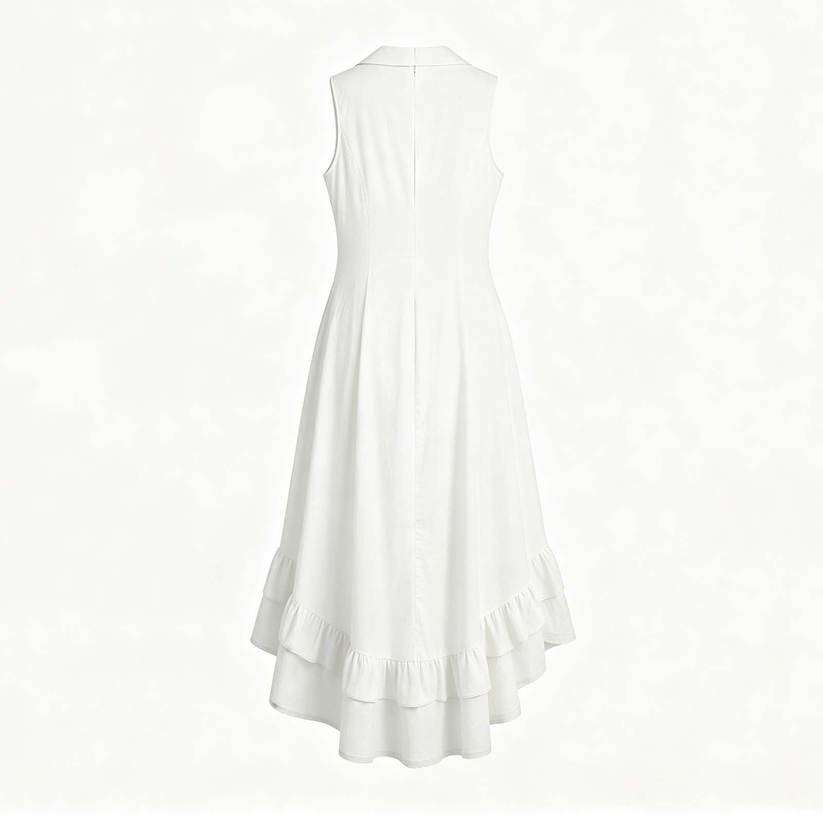 YMADREIG Boho Dresses for Women 2026 Cotton Linen Western Maxi Dress Summer Sleeveless High Low Ruffle Hem Dress with Pocket