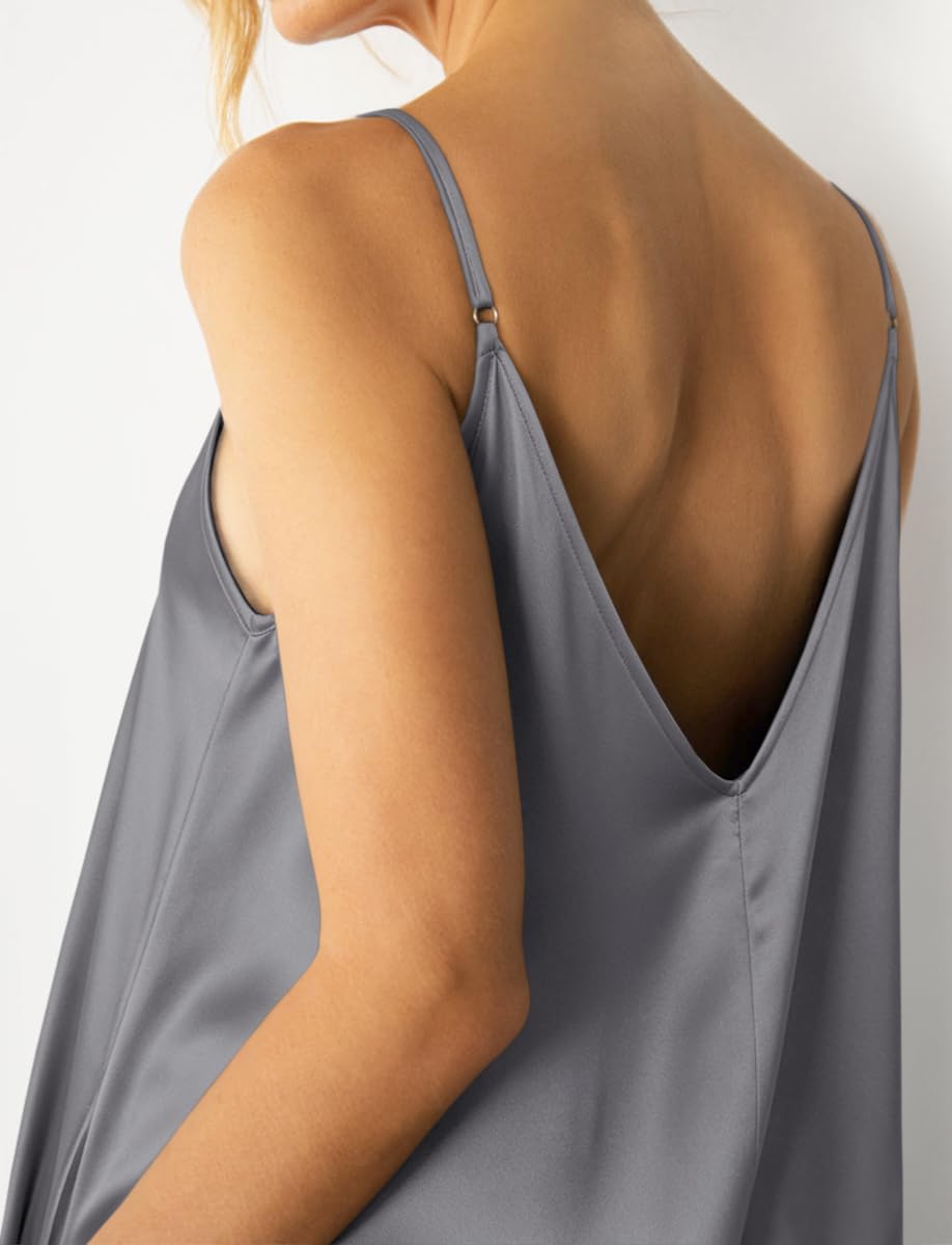 Womens Satin Wide Leg Jumpsuits Dressy Flowy Date Night Rompers Outfits | Silky Fabric,Casual Relaxed Fit,Formal,Wedding Guest,cocktail,Sexy V Neck,Spaghetti Strap,Summer,One Piece Outfit