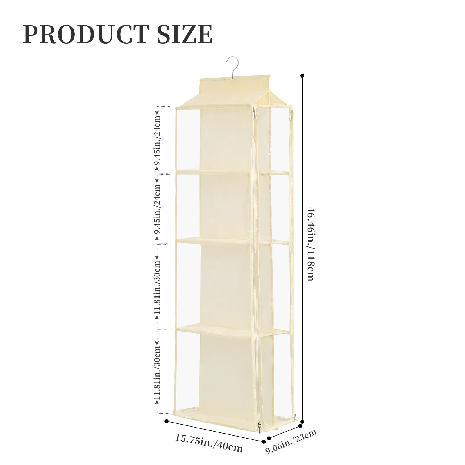 8 Grids in 1 Rotatable Hanging Purse Handbag Organizer with Double Zippers, Visible Purse Organizer for Closet, Fully Enclosed Handbag Storage Holder