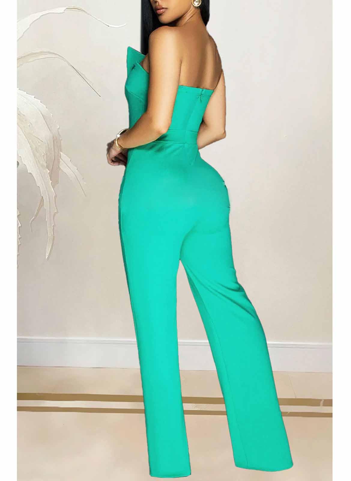 Yuopeid Women's Sexy Strapless Off Shoulder Bodycon Tube Top Overalls Jumpsuit Wide Leg Pants Formal Party Rompers