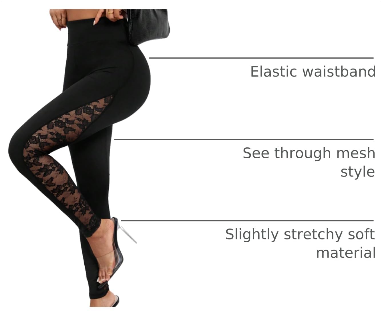 RoseSeek Women's Floral Lace High Waited Leggings See Through Club Outfits | Sexy Leggings for Women, Tummy Control, Skinny, Lace Pants, Concert Outfits Women