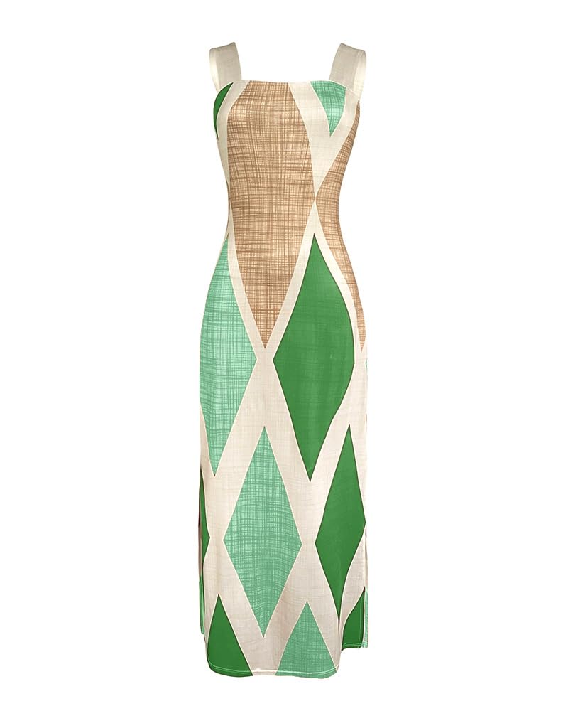 CHICME Maxi Dresses for Women Strap Square Boho Dress | Thick Strap Sundresses for Women, Split Summer Dress with Pockets, Travel, Vacation, Beach Dress Cruise 2026