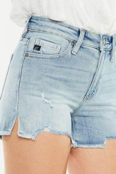 Kancan High Rise Side Slit Denim Shorts for Summer Style