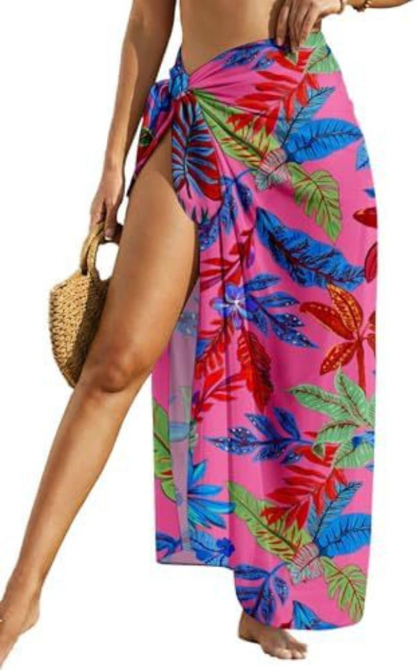 Sheer Chiffon High-Slit Swim Cover-Up Dress