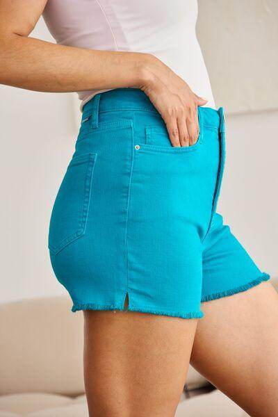 RFM Tummy Control High Waist Raw Hem Denim Shorts for Women