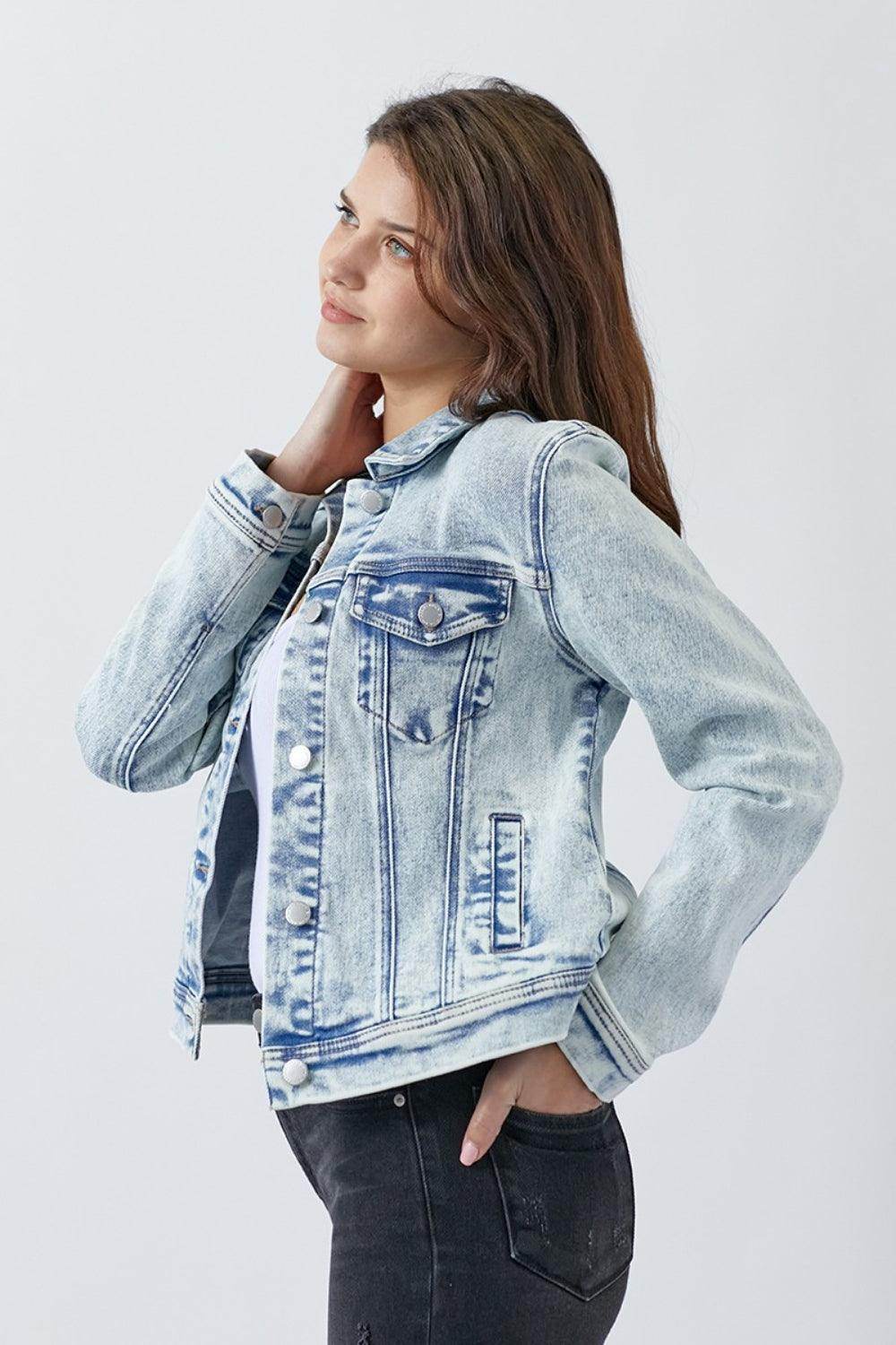 RISEN Button Up Washed Denim Jacket for Casual Style