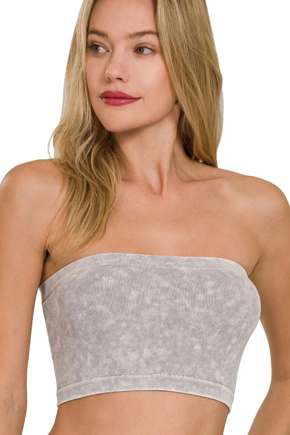 selvanelle Washed Ribbed Seamless Tube Top