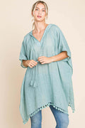 Cotton Bleu by Nu Label Tassel Hem Hooded Cover Up Dress