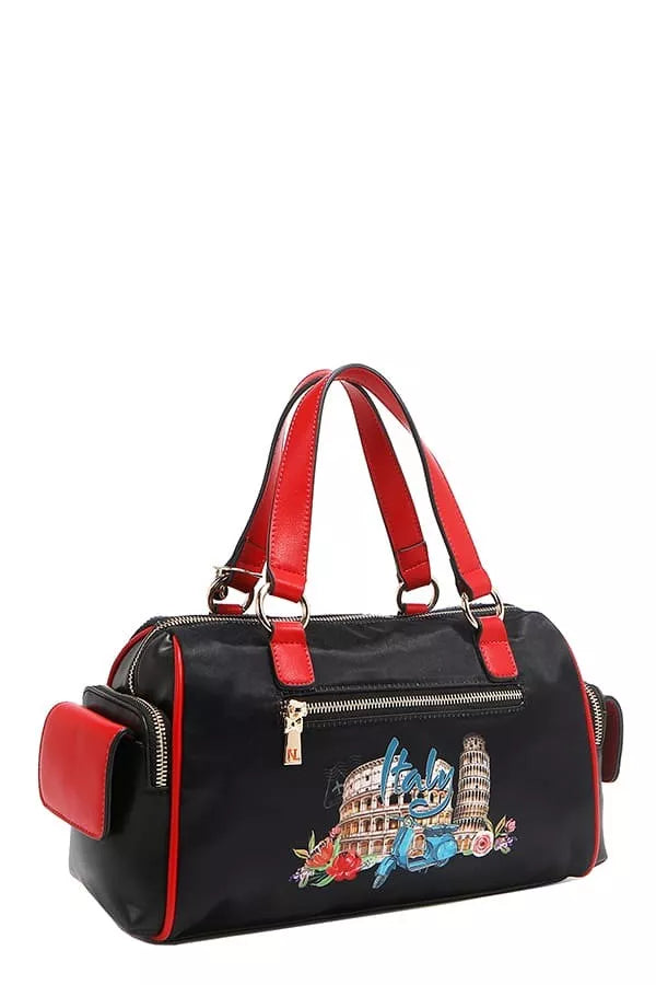 Nicole Lee USA Martha Travels Italy Wide Handbag with Rhinestones
