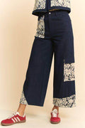Davi & Dani Lace Applique Wide Leg Jeans for Women