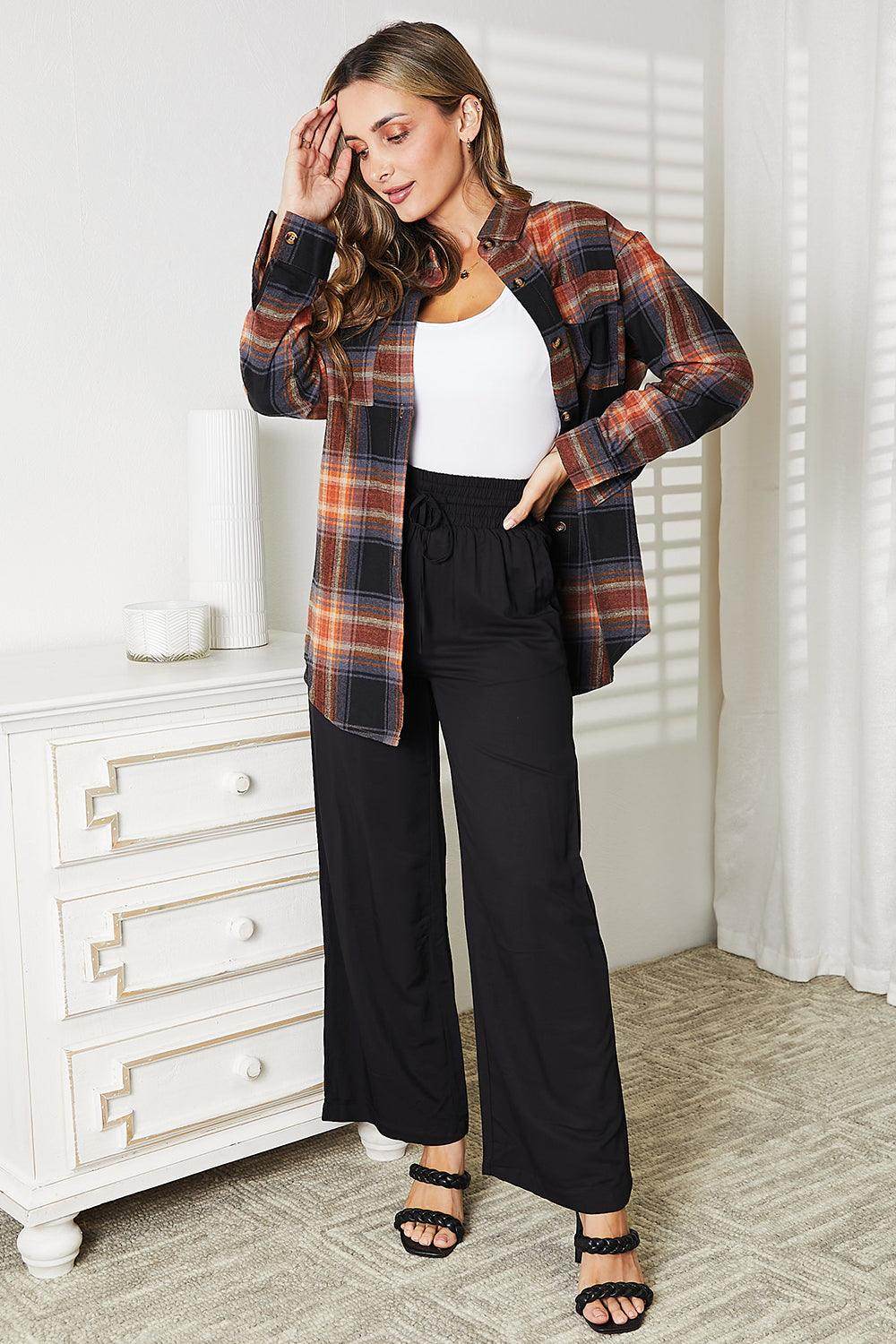 Mandy Plaid Dropped Shoulder Shirt for Casual Chic Style